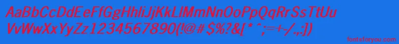 NewsGothicBoldItalic Font – Red Fonts on Blue Background