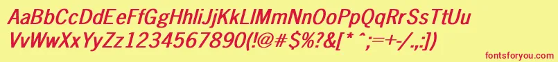 NewsGothicBoldItalic Font – Red Fonts on Yellow Background