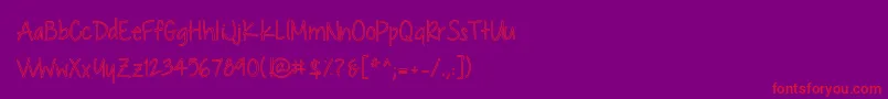 ChocolateCoveredRaindropsHollow-Schriftart – Rote Schriften auf violettem Hintergrund