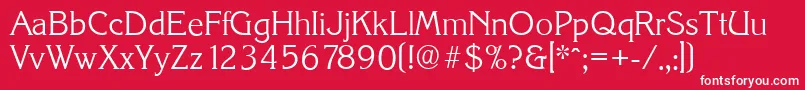 フォントKorinthserialLightRegular – 赤い背景に白い文字