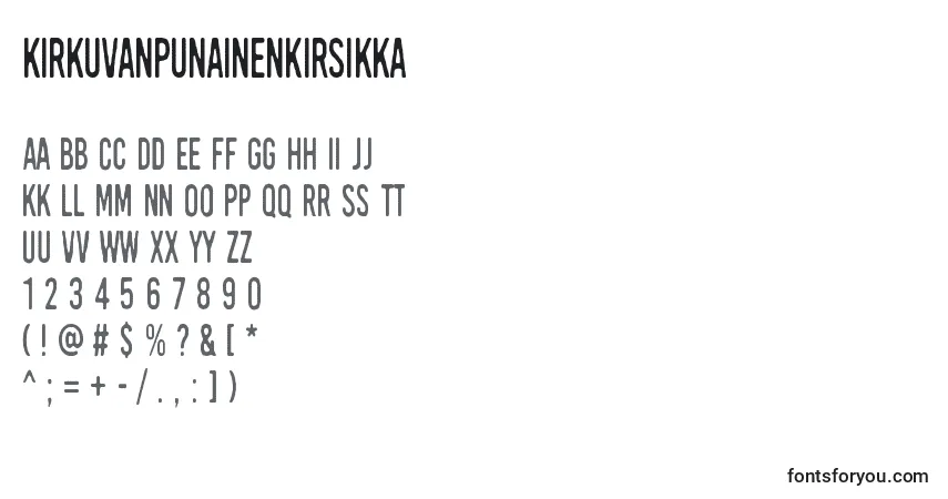 Шрифт KirkuvanpunainenKirsikka – алфавит, цифры, специальные символы