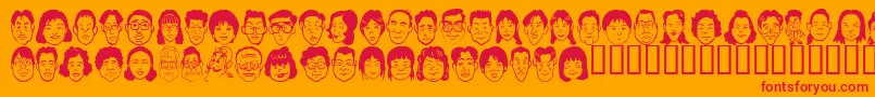 Sakabe People07 Font – Red Fonts on Orange Background
