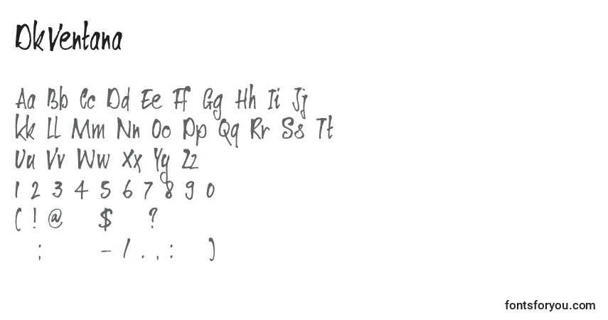 Schriftart DkVentana – Alphabet, Zahlen, spezielle Symbole