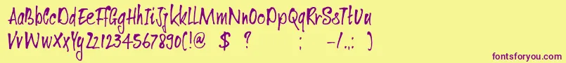 DkVentana Font – Purple Fonts on Yellow Background