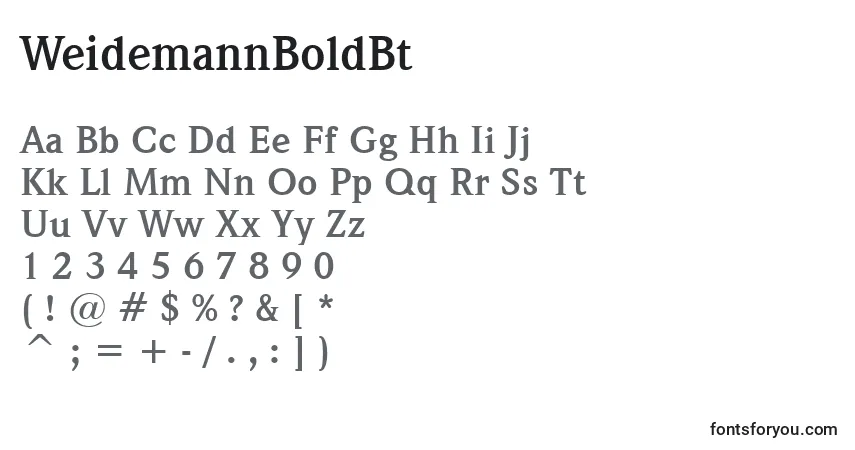 A fonte WeidemannBoldBt – alfabeto, números, caracteres especiais