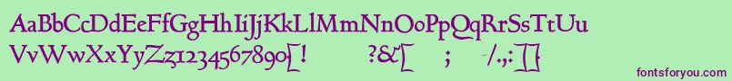 GoundyhundredB-Schriftart – Violette Schriften auf grünem Hintergrund