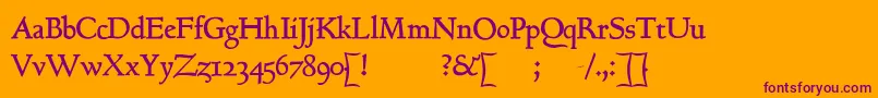 GoundyhundredB-fontti – violetit fontit oranssilla taustalla