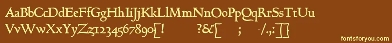 GoundyhundredB-fontti – keltaiset fontit ruskealla taustalla