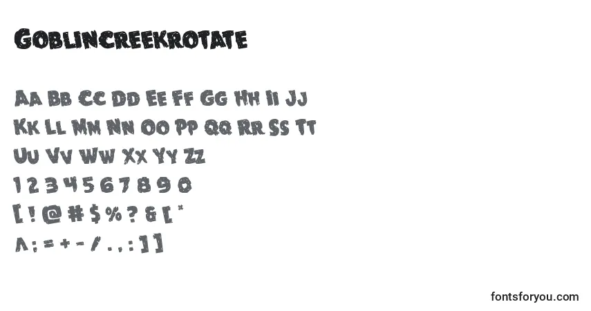 Шрифт Goblincreekrotate – алфавит, цифры, специальные символы