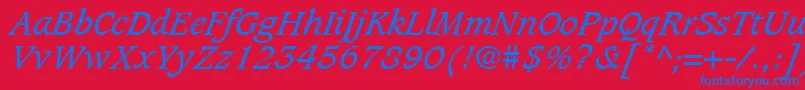 CaxtonLtBookItalic Font – Blue Fonts on Red Background