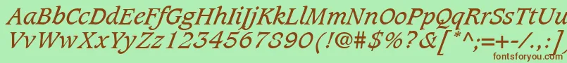 Fonte CaxtonLtBookItalic – fontes marrons em um fundo verde