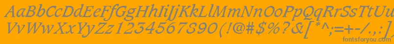 CaxtonLtBookItalic-Schriftart – Graue Schriften auf orangefarbenem Hintergrund