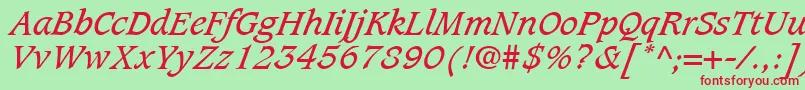 CaxtonLtBookItalic Font – Red Fonts on Green Background