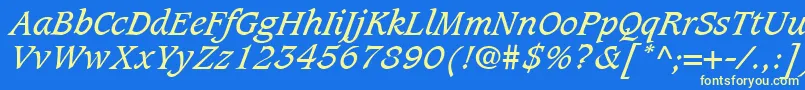 CaxtonLtBookItalic Font – Yellow Fonts on Blue Background