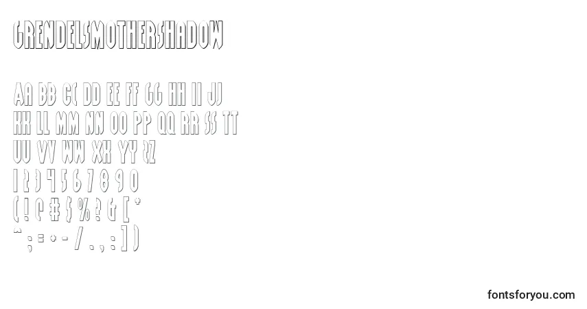 Шрифт GrendelsMotherShadow – алфавит, цифры, специальные символы