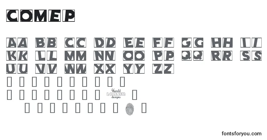 Schriftart Comep – Alphabet, Zahlen, spezielle Symbole