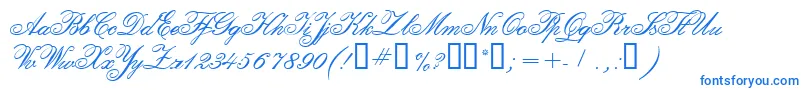 CalligraphiaTwo-Schriftart – Blaue Schriften auf weißem Hintergrund