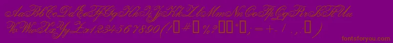 Fonte CalligraphiaTwo – fontes marrons em um fundo roxo