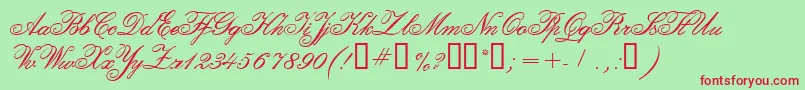 CalligraphiaTwo-Schriftart – Rote Schriften auf grünem Hintergrund