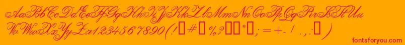 CalligraphiaTwo-Schriftart – Rote Schriften auf orangefarbenem Hintergrund