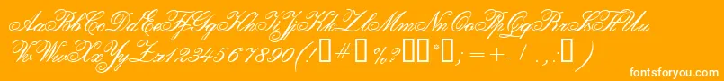 CalligraphiaTwo-Schriftart – Weiße Schriften auf orangefarbenem Hintergrund