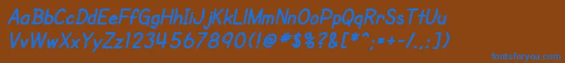 SfCartoonistHandBoldItalic Font – Blue Fonts on Brown Background