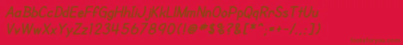 SfCartoonistHandBoldItalic-fontti – ruskeat fontit punaisella taustalla