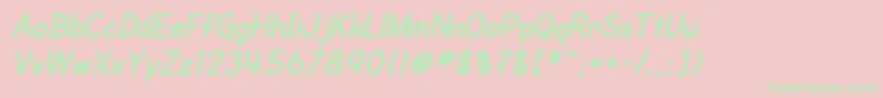 SfCartoonistHandBoldItalic Font – Green Fonts on Pink Background