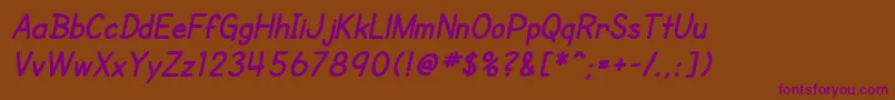 SfCartoonistHandBoldItalic Font – Purple Fonts on Brown Background