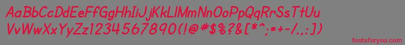 SfCartoonistHandBoldItalic Font – Red Fonts on Gray Background