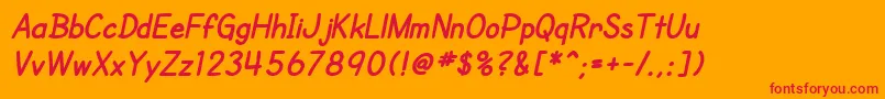 SfCartoonistHandBoldItalic Font – Red Fonts on Orange Background