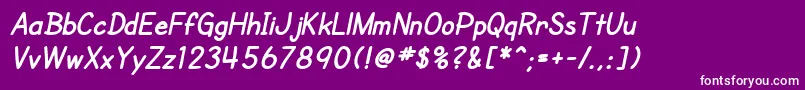 Шрифт SfCartoonistHandBoldItalic – белые шрифты на фиолетовом фоне