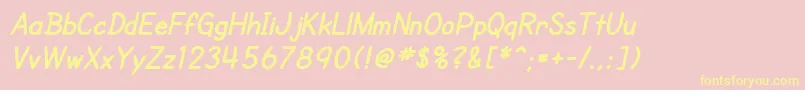 SfCartoonistHandBoldItalic Font – Yellow Fonts on Pink Background