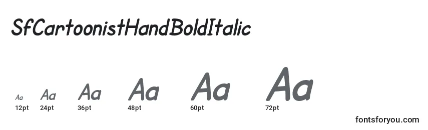 Размеры шрифта SfCartoonistHandBoldItalic