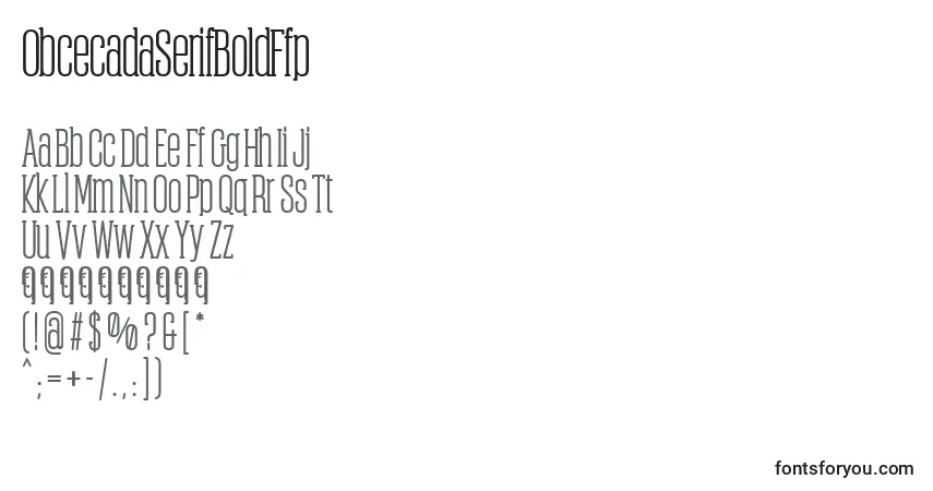 Шрифт ObcecadaSerifBoldFfp – алфавит, цифры, специальные символы