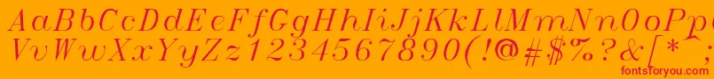 Italict-Schriftart – Rote Schriften auf orangefarbenem Hintergrund