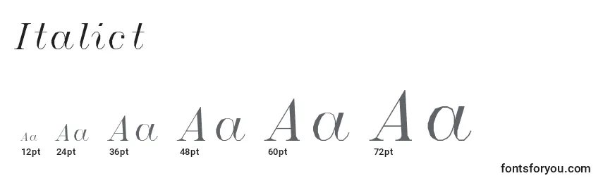 Размеры шрифта Italict