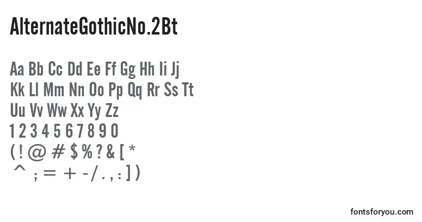 A fonte AlternateGothicNo.2Bt – alfabeto, números, caracteres especiais