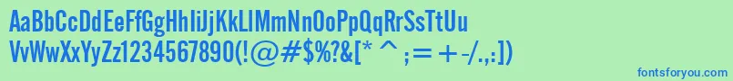 Fonte AlternateGothicNo.2Bt – fontes azuis em um fundo verde
