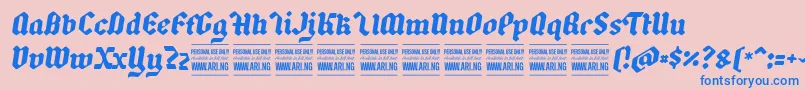 BackyardblackitalicPersonal Font – Blue Fonts on Pink Background