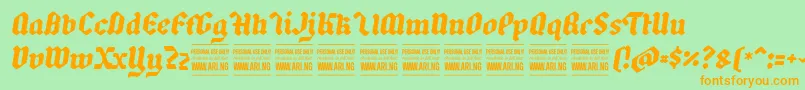 BackyardblackitalicPersonal Font – Orange Fonts on Green Background