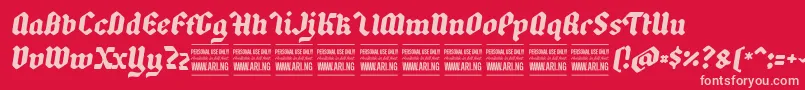 BackyardblackitalicPersonal Font – Pink Fonts on Red Background
