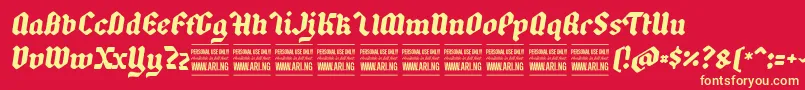 BackyardblackitalicPersonal Font – Yellow Fonts on Red Background