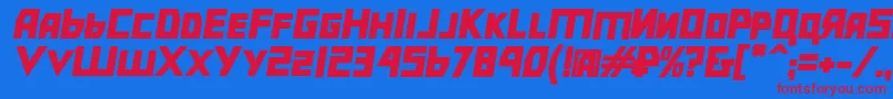 フォントBolshevikblkobl – 赤い文字の青い背景