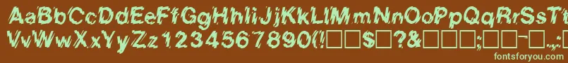 フォントEightcountsskRegular – 緑色の文字が茶色の背景にあります。