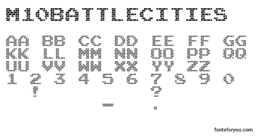 Schriftart M10BattleCities – Alphabet, Zahlen, spezielle Symbole