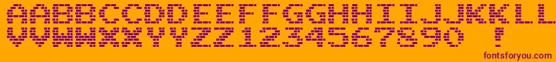 M10BattleCities-Schriftart – Violette Schriften auf orangefarbenem Hintergrund