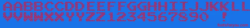 フォントM10BattleCities – 赤い文字の青い背景