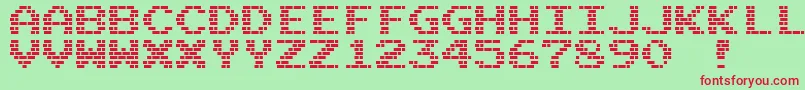フォントM10BattleCities – 赤い文字の緑の背景
