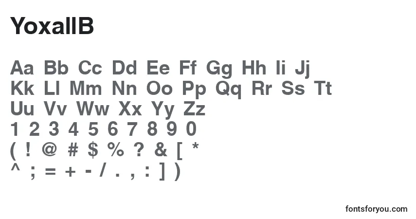 Czcionka YoxallB – alfabet, cyfry, specjalne znaki